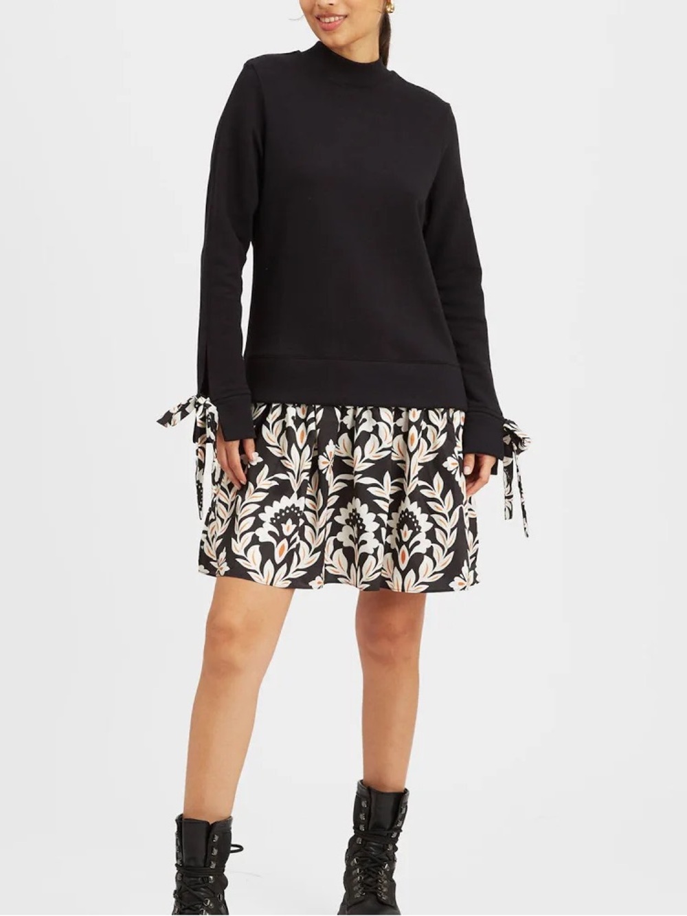 La DoubleJ French Terry Sporty Dress in Ghirlanda Black, Size L, EUC